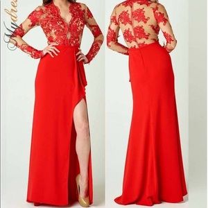 Nicole Bakti 6701 Red Lace Evening Gown NWT Never Worn Before